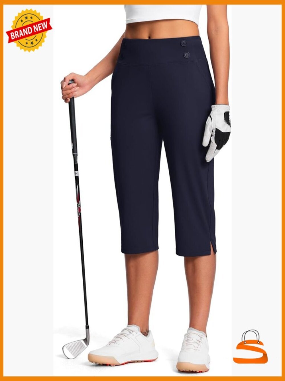 High Waist Capri Pants for Women with Pockets Stretch Golf Work Casual Summer